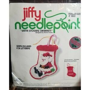 Santa Stocking 5065 Jiffy Needlepoint 3D Ornament Sunset Designs Kooler New B16